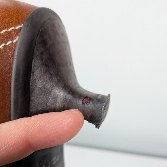 Vintage Y2K Kitten Heel Loafers 7 Brown Buckle Squre Toe Academia Twee Chunky - Picture 14 of 16